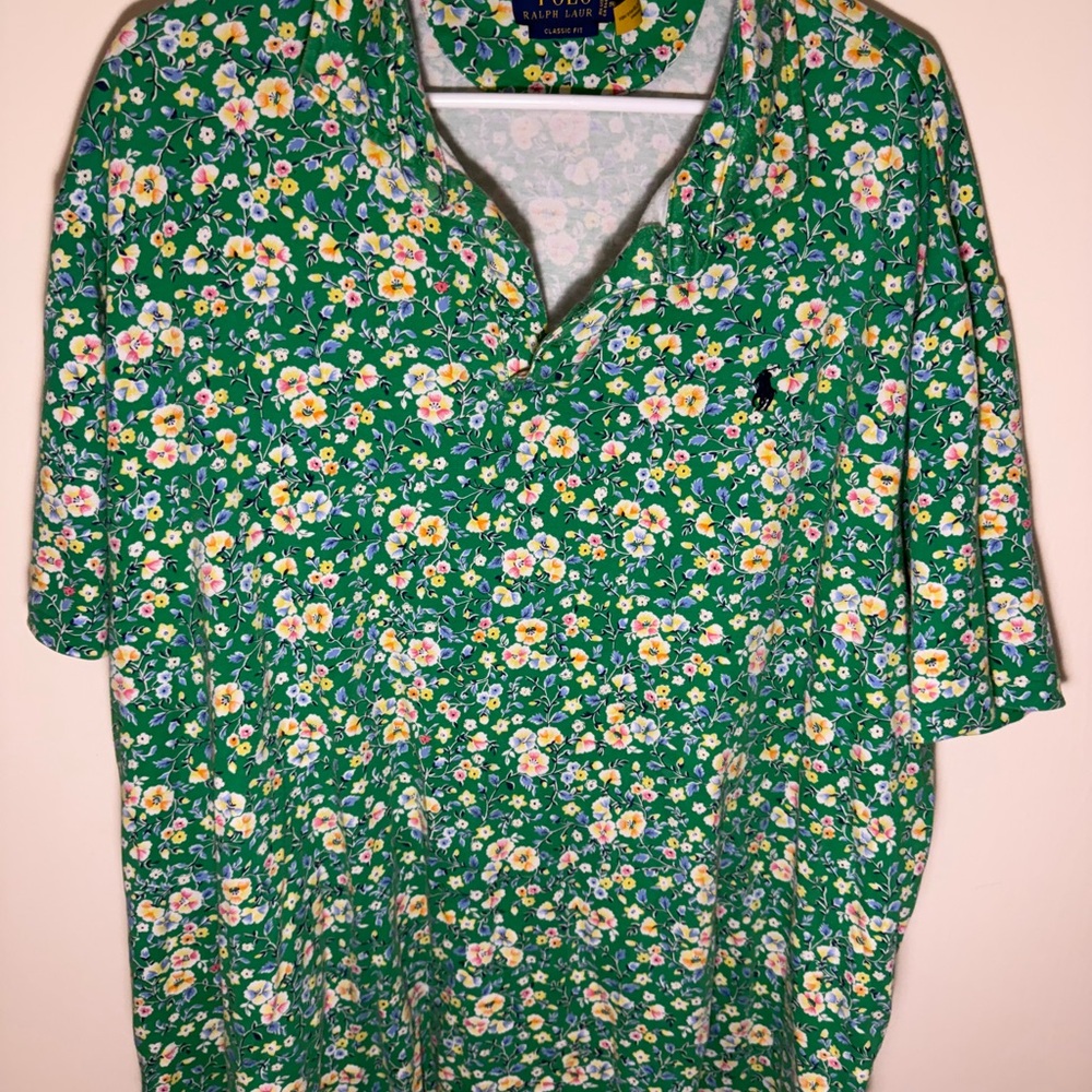Ralph Lauren Green Floral Button Down Shirt